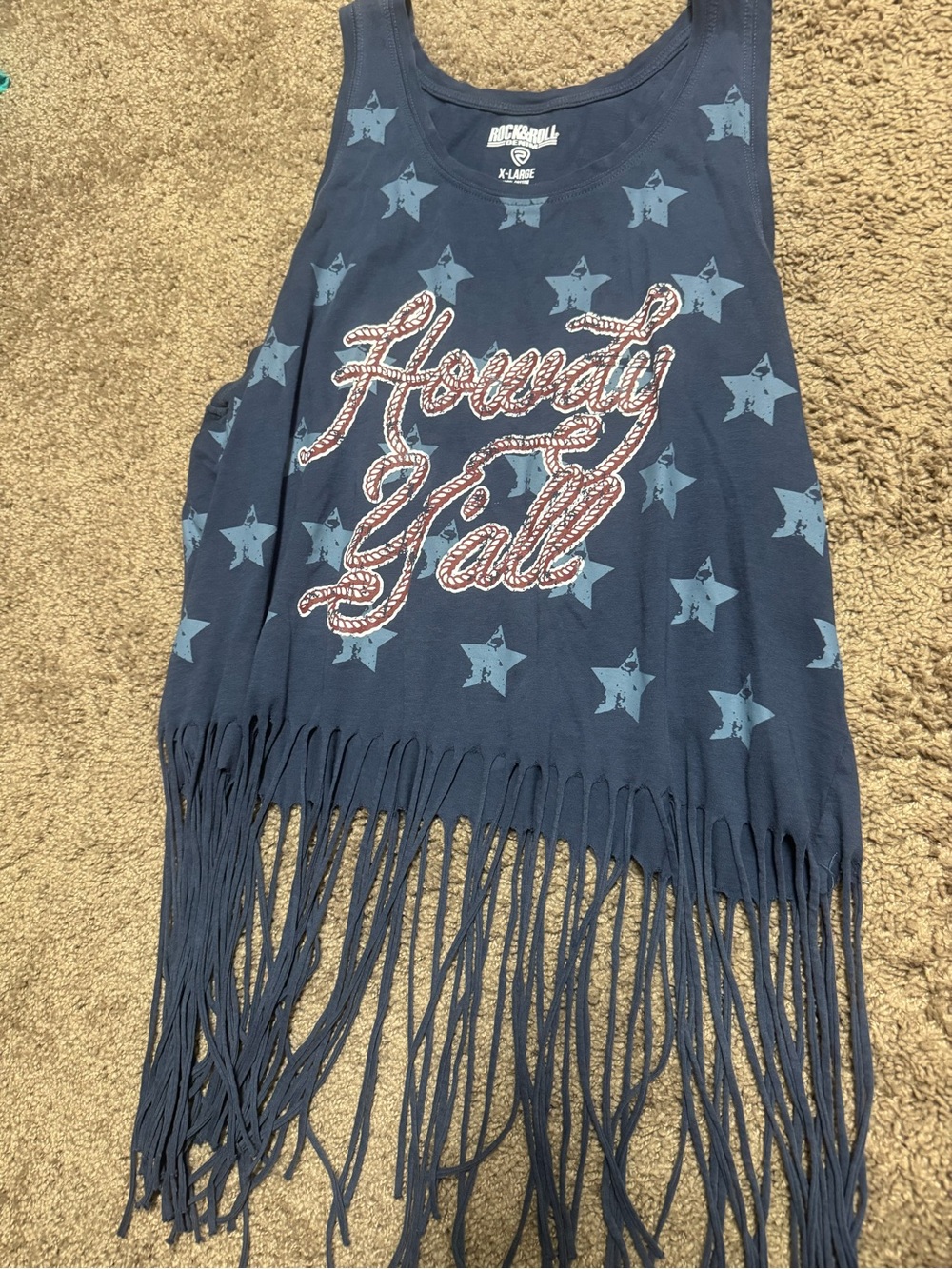 Rock & Roll Denim Howdy Y'all Fringe Top